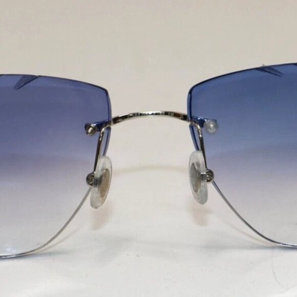 Cartier Glasses Diamond-Cut CT00920 002 Silver Frames / Sky Blue Glass Men’s - Picture 6 of 11